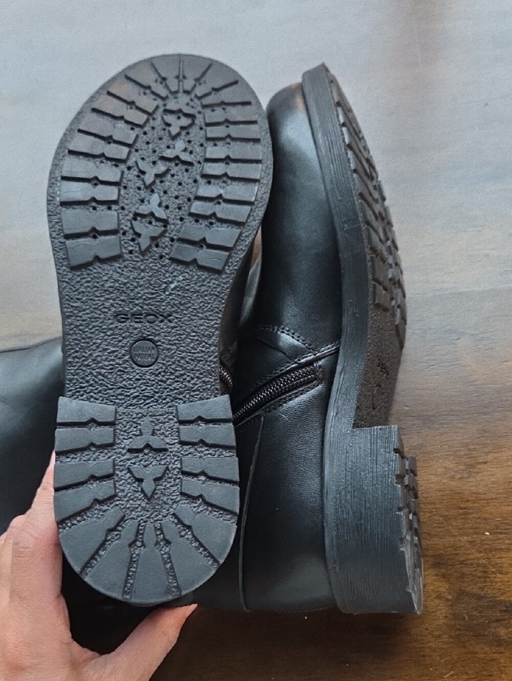 Geox Size 7 Women's Black Leather Harness Boots with Buckle Strap - Picture 4 of 9